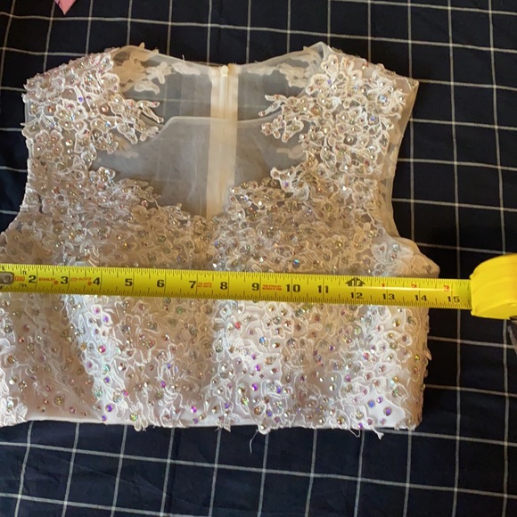 Gorgeous Two Piece w Swarovski Crystals Beading Formal Dress White S M L Skirt - Picture 6 of 15
